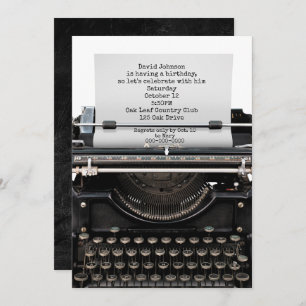 Birthday Party Invite On Old Typewriter