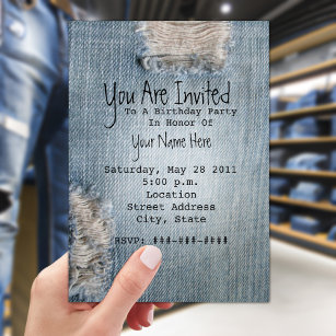 Birthday Party Invite - Ripped Blue Jeans