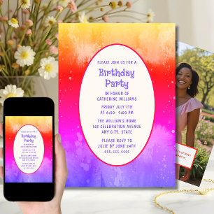 Birthday Party Invite Template Any Age Colourful 