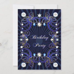 Birthday party invite with masses of jewels