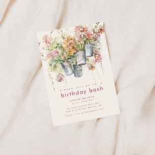 Birthday Party Invite with Spring Flowers