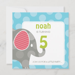BIRTHDAY PARTY INVITES :: elephant + number 4SQ