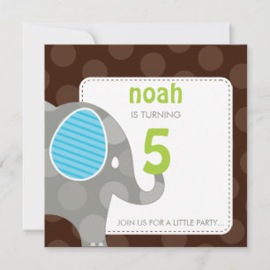 BIRTHDAY PARTY INVITES :: elephant + number 7SQ