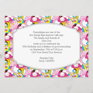 Birthday Party Kawaii Ice Cream Uber Cute Invitation