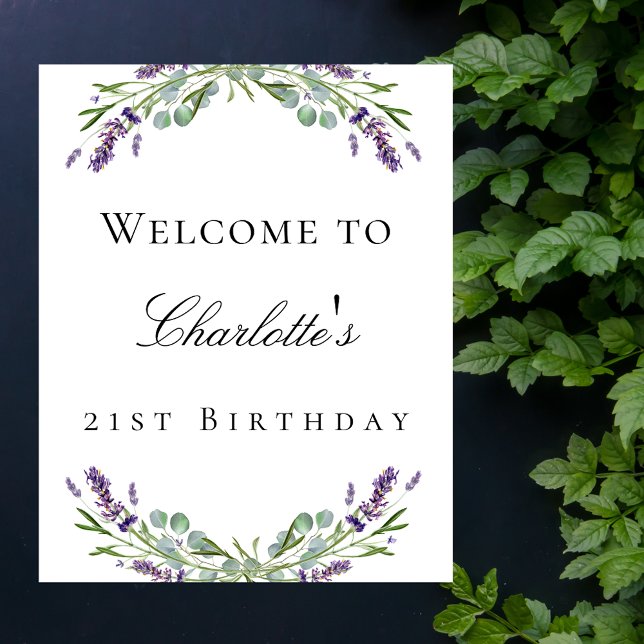 Birthday party lavender eucalyptus welcome poster (Creator Uploaded)