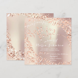 Birthday Party Leafs Wreath Glitter Pink Rose Gold Invitation