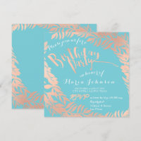 Birthday Party Leafs Wreath Ocean Pink Rose Gold