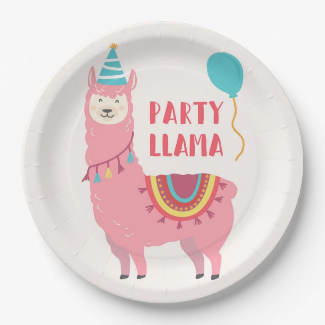 Birthday Party Llama Paper Plate (Front)