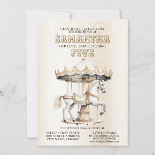 Birthday Party Merry Go Round Circus Carnival Invitation