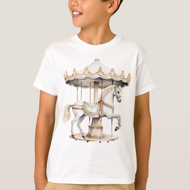 Birthday Party Merry Go Round Circus Carnival T-Shirt (Front)