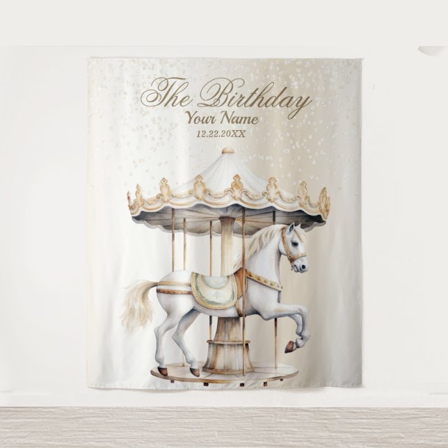 Birthday Party Merry Go Round Circus Carnival Tapestry (Front)