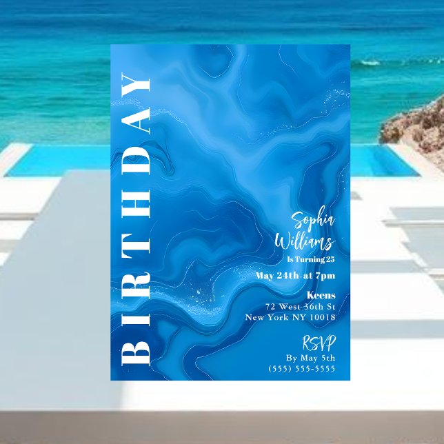 Birthday Party Moonstone Blue Invitation (Birthday Party Moonstone Blue Invitation)