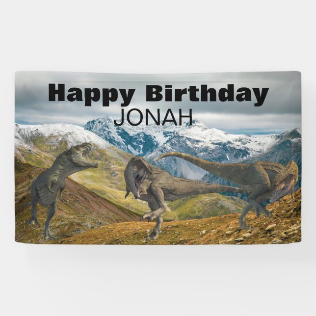 Birthday Party Name Dinosaur Tyrannosaurus  Banner (Horizontal)