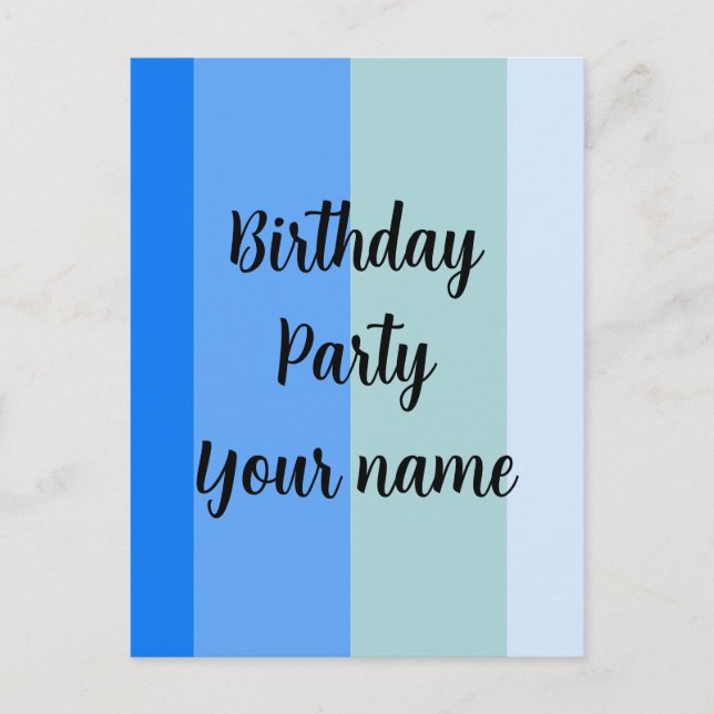 Birthday Party Name Template Postcard (Front)