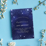 Birthday party navy blue glitter glamourous invitation<br><div class="desc">A modern,  stylish and glamourous invitation for a 21st (or any age) birthday party.  A navy blue background,  decorated with faux glitter dust. The blue colour is uneven. Personalise and add your name and party details.</div>