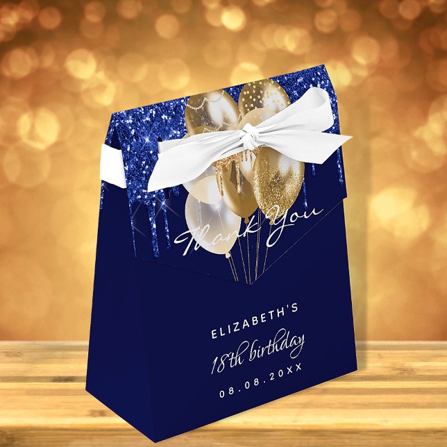 Birthday party navy blue gold balloons thank you favour box (Creator Uploaded)