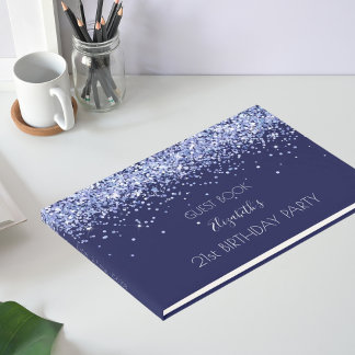 Birthday party navy blue name guest book