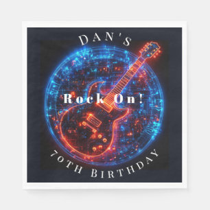 Birthday Party Neon Glow  Rock Guitar   Napkin