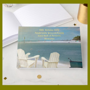 Birthday Party Ocean Beach Chairs Real Gold Foil Guest Book