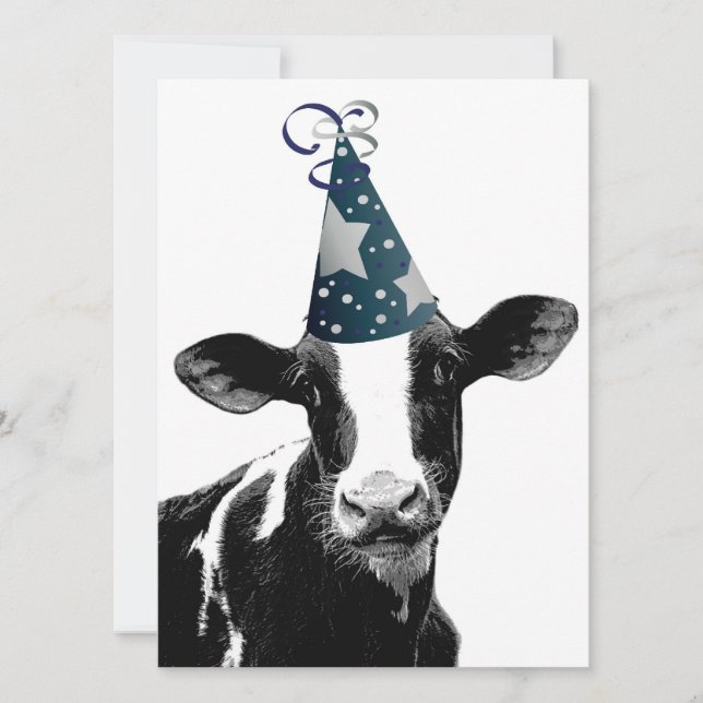 Birthday Party or Baby Shower Party Cow! Invitation (Front)