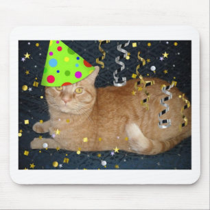 Birthday Party Orange Tabby Cat Mouse Pad