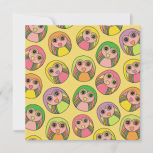 Birthday Party Owl Rainbow Pattern Invitation