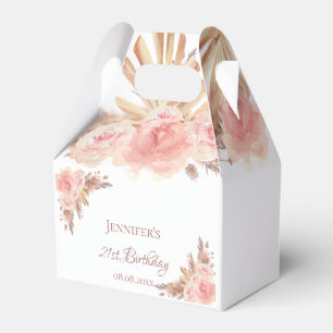 Birthday Party pampas grass blush floral thank you Favour Box