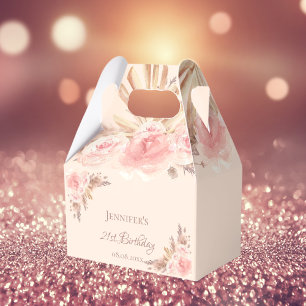 Birthday party pampas grass blush floral thank you favour box