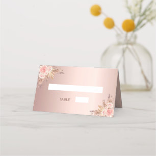 Birthday party pampas grass blush rose florals  place card
