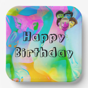 Birthday Party People Balloons Paper Plate