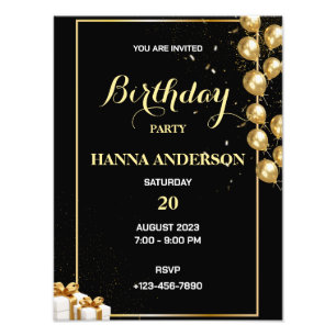Birthday Party Personalise Invitation Photo Print