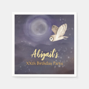 Birthday Party Personalised Full Moon and Owl Napkin