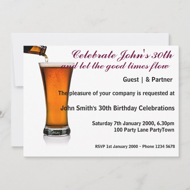 Birthday Party Personalised Invitation (Front)