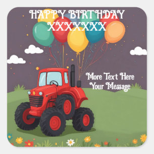 Birthday Party Personalised Square Sticker