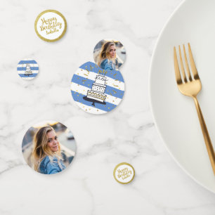 Birthday Party Photo Black Gold Glitter Festive Confetti