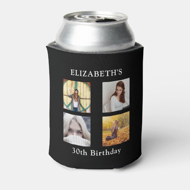Birthday Party Photo Collage Can Cooler (Can Back)
