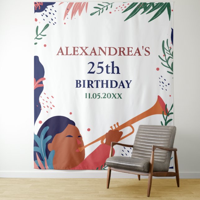 Birthday Party Photo Custom Booth Backdrop Tapestry (In Situ)