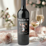 Birthday party photo friends forever black white wine label<br><div class="desc">A gift for your best friend(s) for a birthday party,  a Bridal Shower,  Christmas or a special event. White text: Friends for Life,  written with a trendy style script. Personalise and use your own photo and name(s)  A chic black classic background colour.</div>