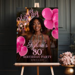 Birthday party photo hot pink welcome poster<br><div class="desc">Birthday party welcome sign with photo and pink colour text and fuchsia balloons Editable birthday welcome sign. Just edit the text as you wish and add your photo ! Welcome to a birthday celebration filled with joy and sparkle! Our Birthday Photo Welcome Sign, adorned with elegant hot pink balloons, sets...</div>