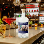 Birthday party photo navy blue modern guy liquor bottle label<br><div class="desc">For a  21st (or any age) birthday party for guys. An elegant modern navy blue background. Personalise and add your own photo of the birthday boy/man. Tempates for a name,  age 21. White text.</div>