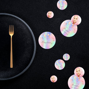 Birthday party photo rainbow holographic stars confetti
