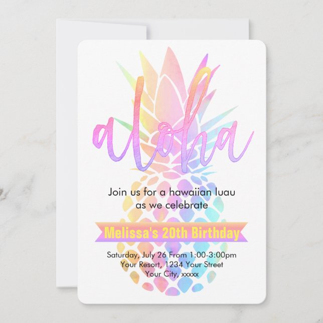 birthday party pineapple invitation (Front)