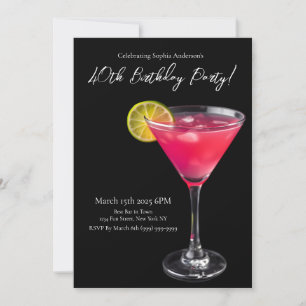 Birthday Party-Pink Cocktail Invitation