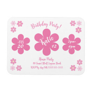 Birthday Party- Pink Flower Glam- Magnet