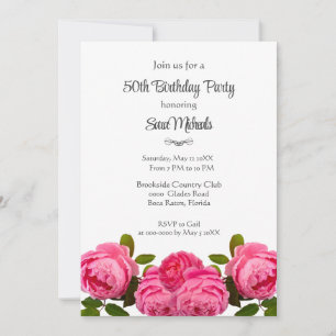 Birthday Party Pink Roses Party  Invitation