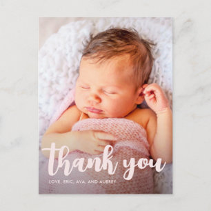 Birthday Party Pink Thank You Script Full Photo Postcard