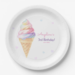 Birthday Party Plates with sweet ice cream.