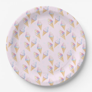 Birthday Party Plates with sweet ice cream.