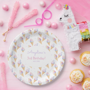 Birthday Party Plates with sweet ice cream.