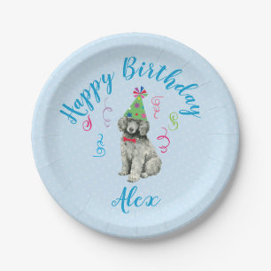 Birthday Party Poodle Paper Plate
